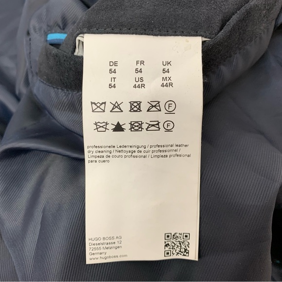 Hugo Boss Goat Leather Blazer Jacket Black Sz 44R 2 Buttons Pockets Quiet Luxury - Picture 12 of 15